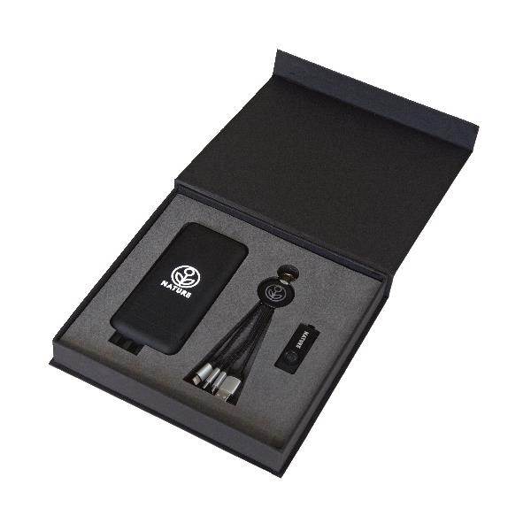 Powerbank & USB Bellek & Işıklı Powerbank Kablo Set HE210821